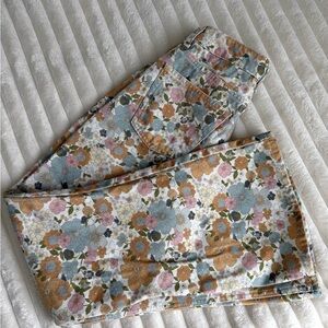 Topshop Floral High Rise Jeans - Multicolor